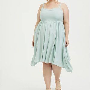 TORRID Mint Blue Challis Sharkbite Skater Dress